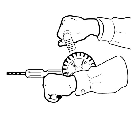 Vintage logo with hand drill Vector illustration.のイラスト素材