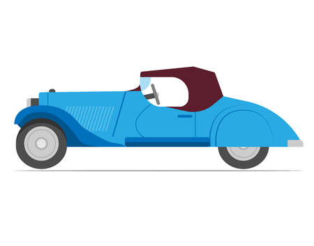 Old green car flat style vectorのイラスト素材