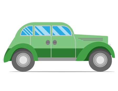 Old green car flat style vector illustrationのイラスト素材