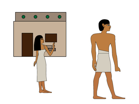 Ancient Egypt man goes to work illustration.のイラスト素材