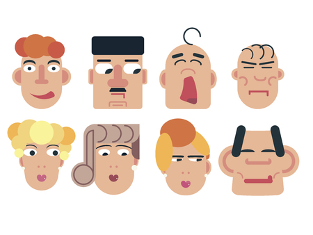 Flat face icon set Vector illustration isolated on white background.のイラスト素材