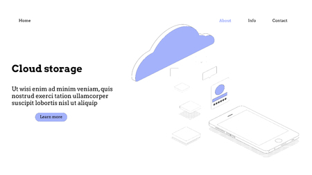 Landing page template. Cloud computing modern flat design isometric concept. Conceptual isometric vector illustration for web and graphic design.の写真素材