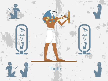 Ancient egypt backgrounds. Thoth is one of the ancient Egyptian deitiesのイラスト素材