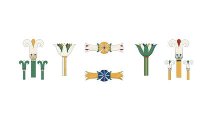 Egypt ornamental elements set. Ornamental elements of Ancient Egypt.のイラスト素材