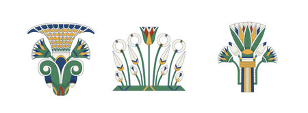Egypt ornamental elements set. Ornamental elements of Ancient Egypt.のイラスト素材
