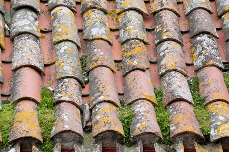A close-up of an aged roofの写真素材
