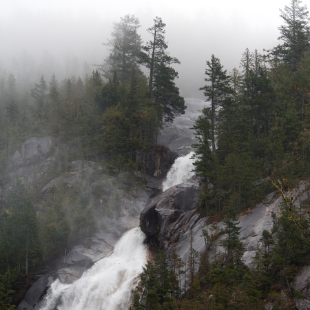 Waterfall in a forest, Shannon Falls, Shannon Falls Provincial Park, British Columbia, Canada