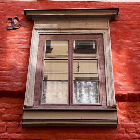 Close-up of a window, Gamla Stan, Stockholm, Swedenの写真素材