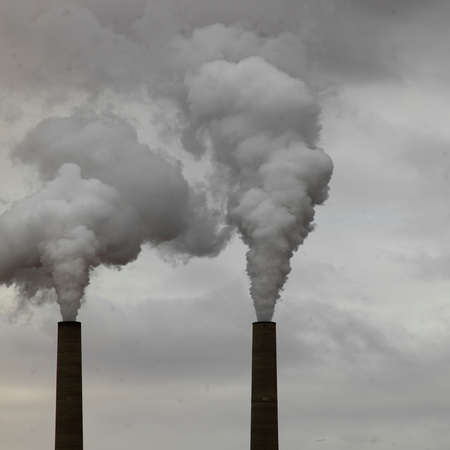 Smoke emerging from chimney stacks, Arizona, USAの写真素材