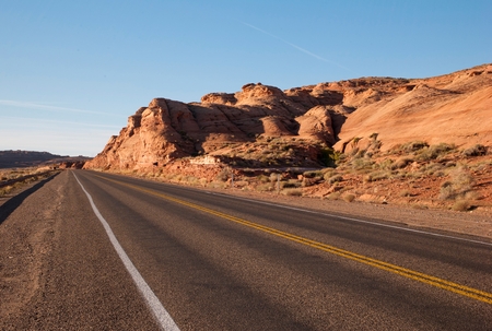 Road passing through a landscape, U.S. Route 89, Utah, USAの写真素材