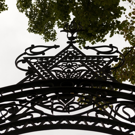 Details of the Star of David at the entrance of the Grand Choral Synagogue, St. Petersburg, Russiaの写真素材
