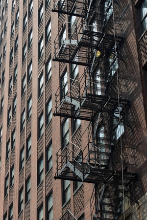 Fire escape on a building, Chicago, Cook County, Illinois, USAの写真素材