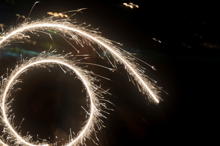 Light trails from sparkler, Sayulita, Nayarit, Mexicoの写真素材