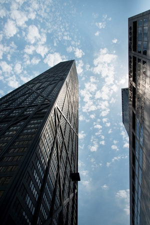 Low angle view of John Hancock Tower, Chicago, Cook County, Illinois, USAのeditorial素材