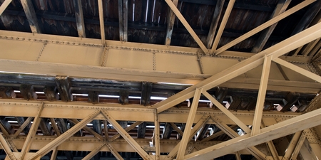 Under view of Dearborn Street Bridge, Chicago, Cook County, Illinois, USAの写真素材