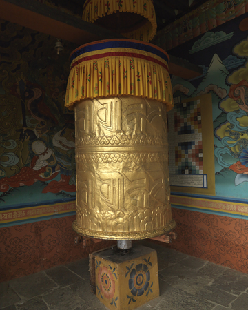 Prayer wheel in Punakha Monastery, Punakha, Bhutanのeditorial素材