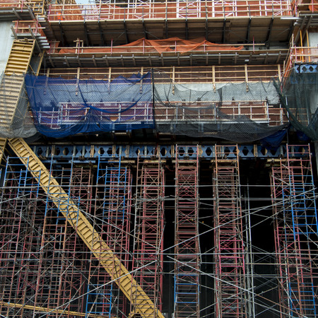 Scaffolding at construction site, Chelsea, Manhattan, New York City, New York State, USA
