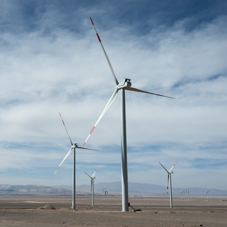 Wind turbines, Calama, El Loa Province, Antofagasta Region, Chileのeditorial素材