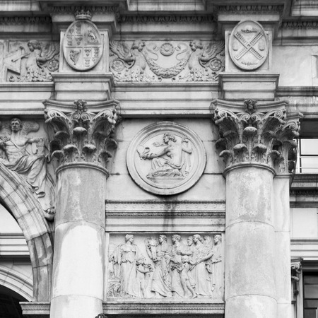 Architectural detail of a building, Lower Manhattan, New York City, New York State, USAの写真素材