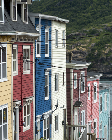 Colorful row houses in St. John&rsquo;s, Newfoundland and Labrador, Canadaの写真素材
