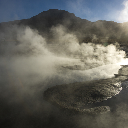 View of El Tatio geyser, San Pedro de Atacama, El Loa Province, Antofagasta Region, Chileの写真素材