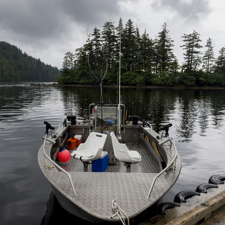 Fishing boat at dock, Skeena-Queen Charlotte Regional District, Haida Gwaii, Graham Island, British...