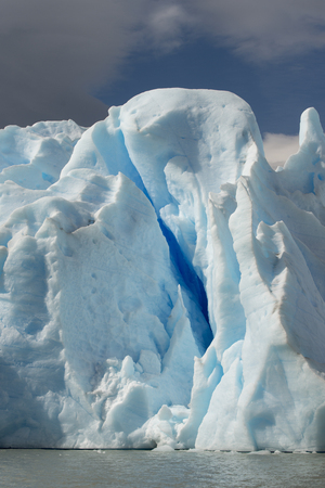 View of icebergs in lake, Grey Glacier, Grey Lake, Torres del Paine National Park, Patagonia, Chileの写真素材