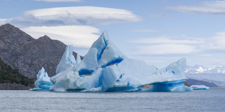 View of iceberg in lake, Grey Glacier, Grey Lake, Torres del Paine National Park, Patagonia, Chile