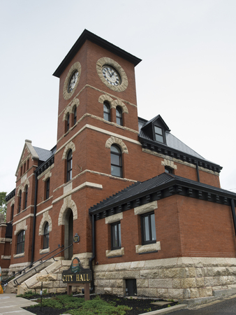 Low angle view of a City Hall, Kenora, Lake Of The Woods, Ontario, Canada