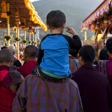 People in religious event, Paro, Bhutan