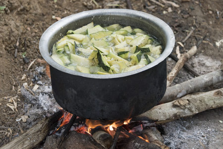 Cooking Bhutanese food, Punakha, Bhutanの写真素材