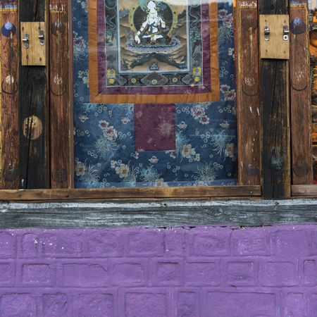 Mural on wall, Paro, Bhutanのeditorial素材