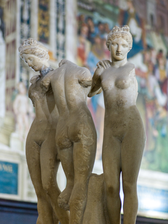 Marble statues at Siena Cathedral, Siena, Tuscany, Italyの写真素材