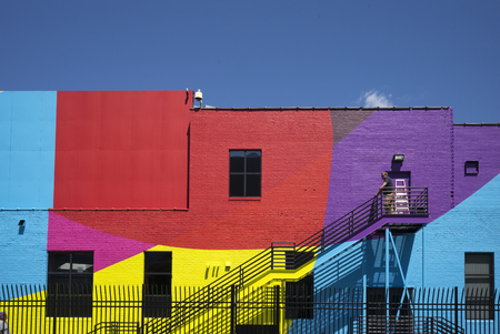 Facade of a colorful building, Minneapolis, Hennepin County, Minnesota, USA