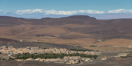 Town in a valley, Atlas Mountains, Moroccoの写真素材