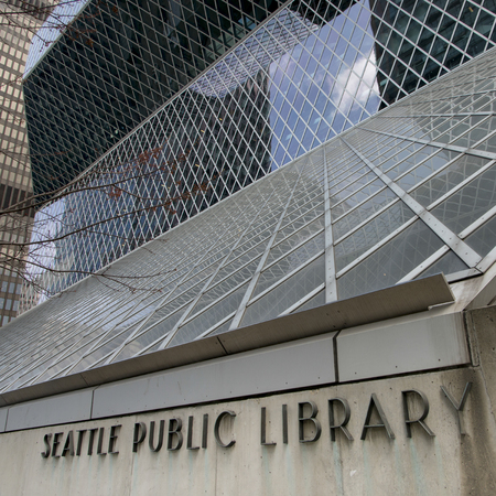 Architectural detail of Seattle Central Library, Seattle, Washington State, USAのeditorial素材