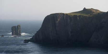 View of coastal cliffs, Skerwink Trail, Port Rexton, Bonavista Peninsula, Newfoundland And Labrador, Canadaの写真素材