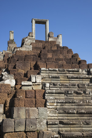 Ruins of temple, Krong Siem Reap, Siem Reap, Cambodiaの写真素材