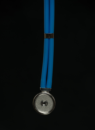 Stethoscope isolated on blackの写真素材