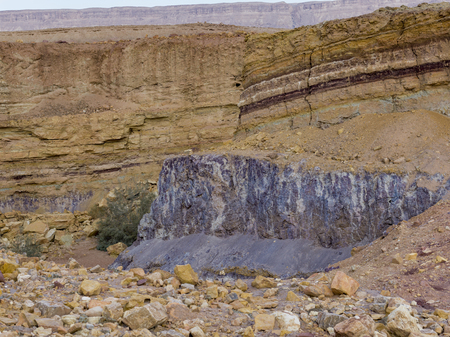 Rock formations in desert, Makhtesh Ramon, Negev Desert, Israel