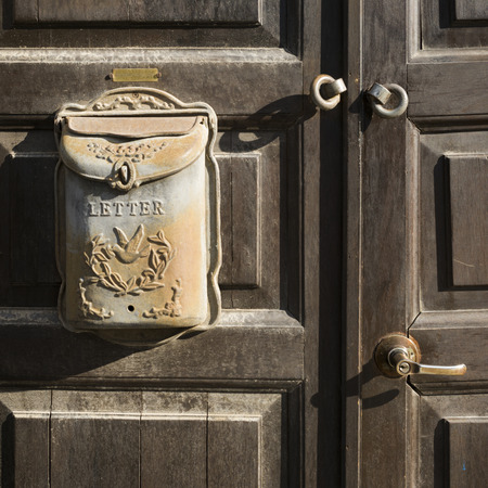 Close-up of a mailbox at the door, Jerusalem, Israelの写真素材