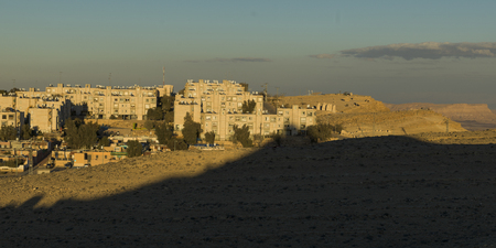 Houses in desert, Makhtesh Ramon, Negev Desert, Israelの写真素材