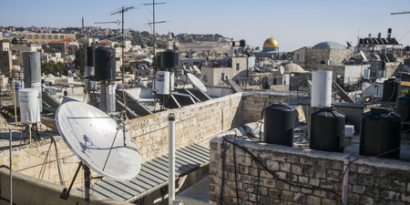 View of old city with Dome of The Rock in the background, Jerusalem, Israelのeditorial素材