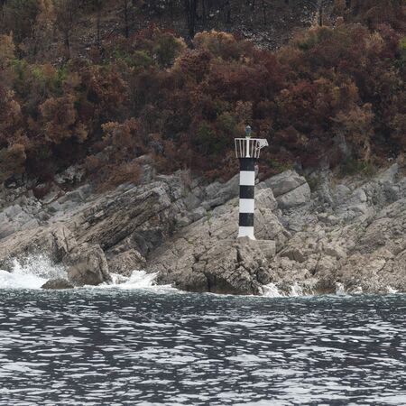 Lighthouse at coast, Erceg Novi, Bay of Kotor, Montenegroの写真素材