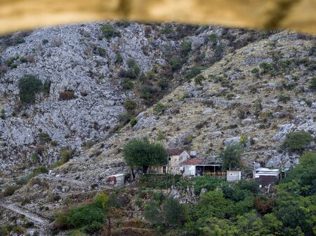 Scenic view from road to Kotor Fortress, Kotor, Bay of Kotor, Montenegroの写真素材