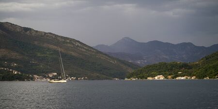 Mountains seen from Bay of Kotor, Montenegroの写真素材