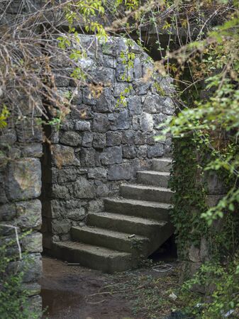 Staircase near fortified wall, Karce, Trivet, Montenegroの写真素材