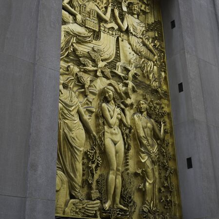 Details of Friendship Between America and France relief by Alfred Janniot, Rockefeller Center, Midtown Manhattan, New York City, New York State, USAの写真素材