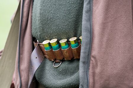 A cartridge belt full of 12 bore cartridges