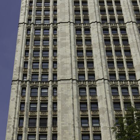 Low angle view of skyscraper, New York City, New York State, USAの写真素材